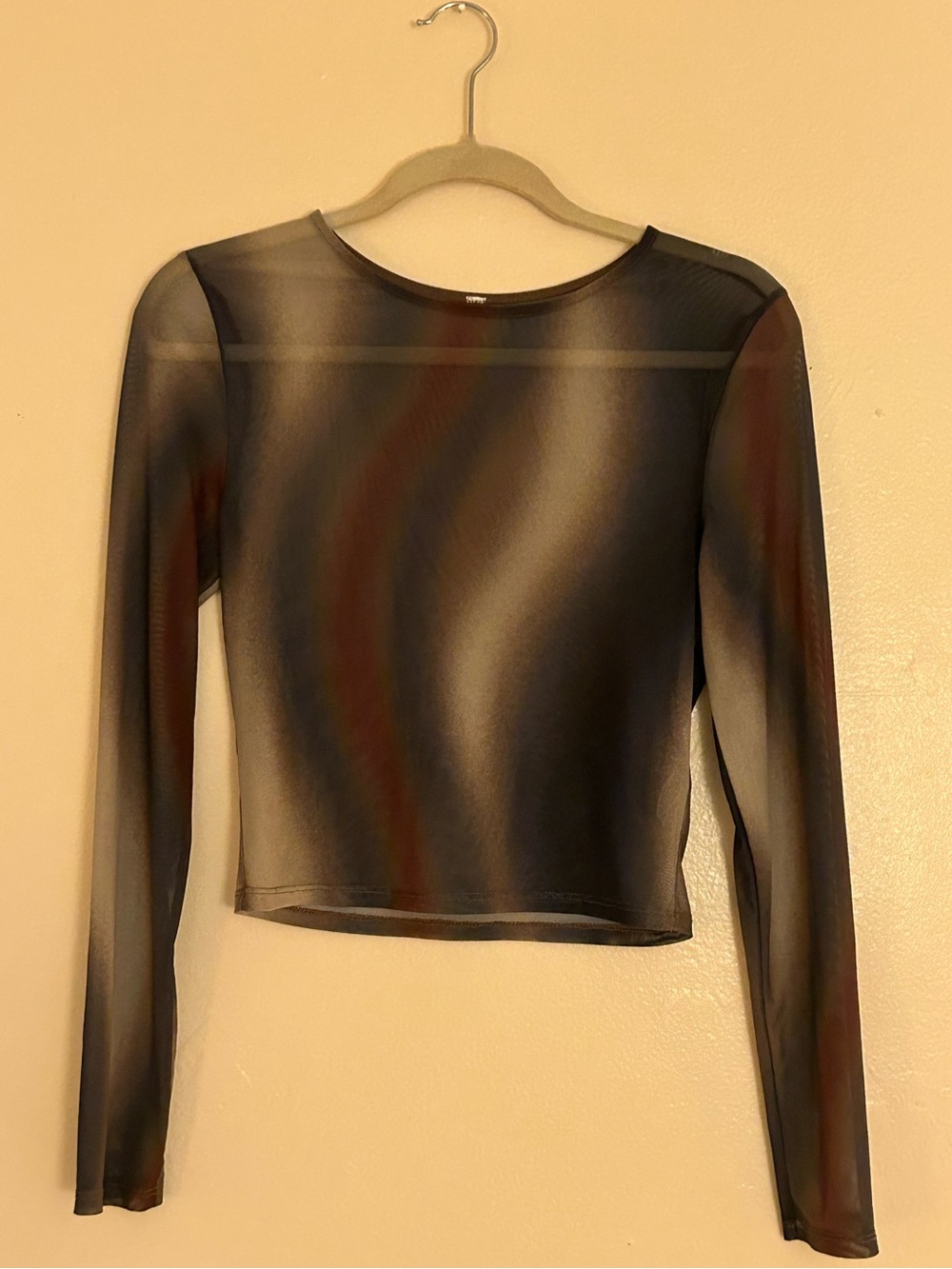 Sheer Long-Sleeve Multi-Color Crop Top